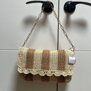 Shiraleah Sandy Paper Straw Shoulder Bag Purse Natural NWT Women’s
